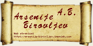 Arsenije Birovljev vizit kartica
